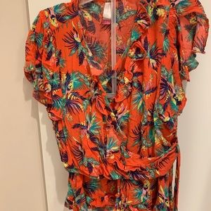 Tropical print two piece set